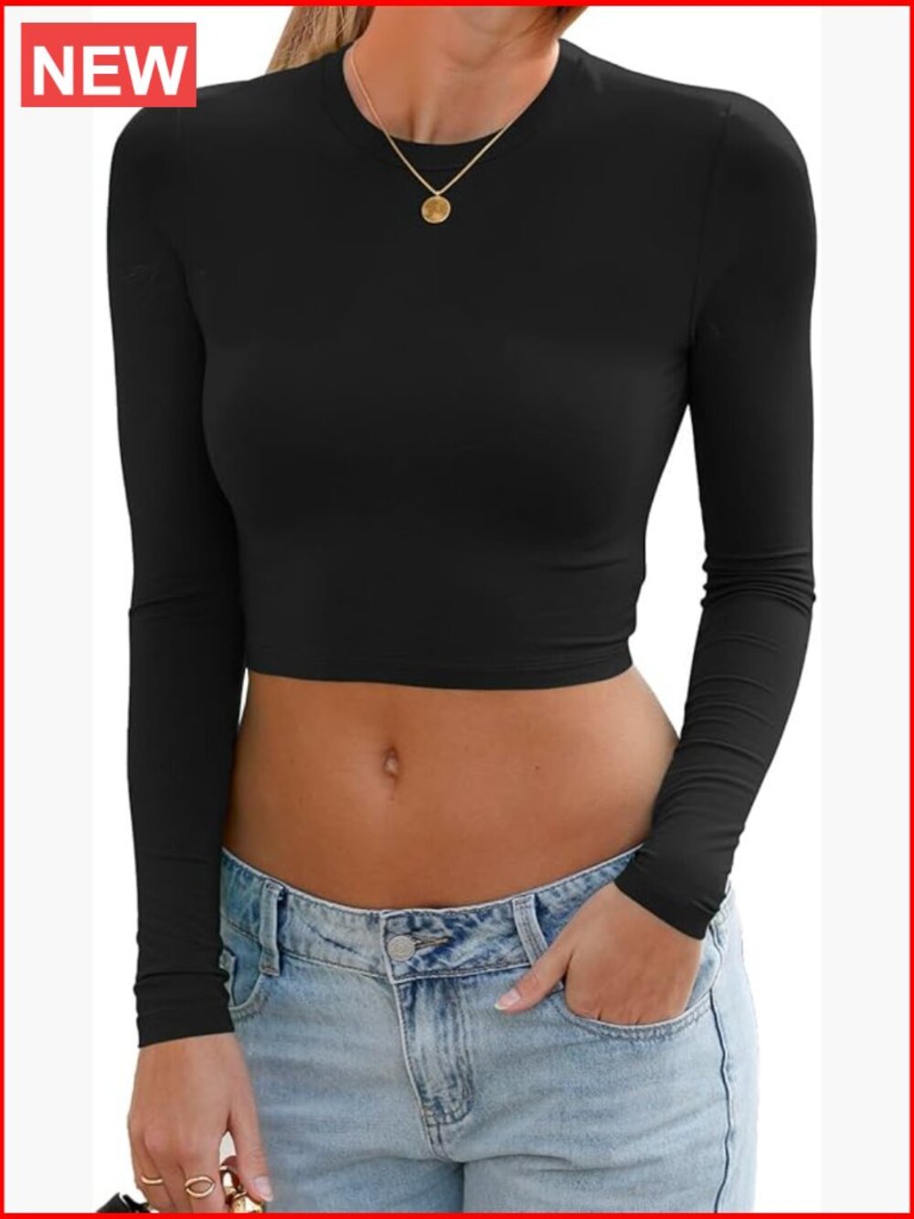 Long Sleeve Crop Top Slim Fit 92% Rayon 8% Spandex